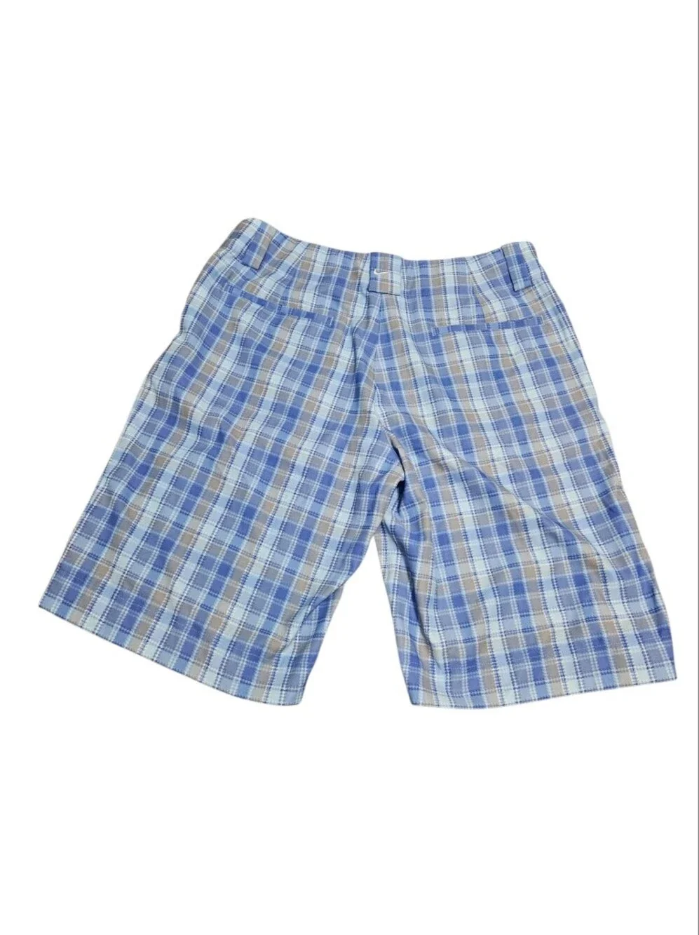 Nike Golf Womens Light Blue Plaid Flat-Front Preppy Bermuda Short